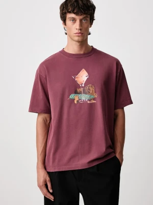 Drôle de Monsieur T-shirt męski bawełniany Glass Lion Drole de Monsieur bordowy
