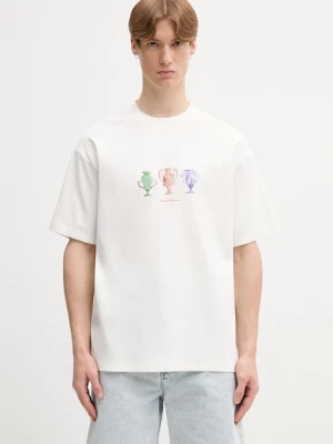 Drôle de Monsieur T-shirt męski bawełniany Signature Drole de Monsieur beżowy