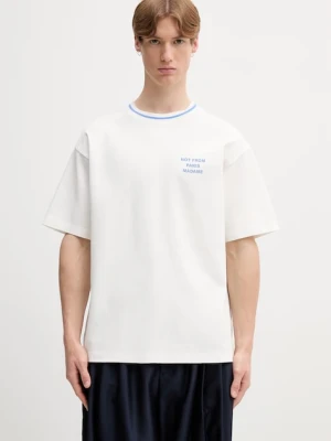 Zdjęcie produktu Drôle de Monsieur T-shirt męski bawełniany Sport Slogan Drole de Monsieur biały