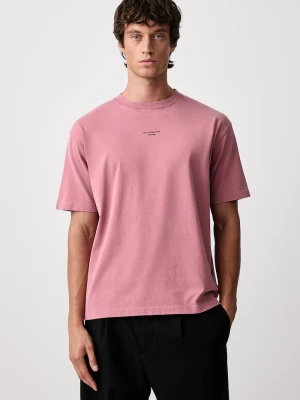 Drôle de Monsieur T-shirt oversize męski bawełniany Classic Slogan Drole de Monsieur różowy