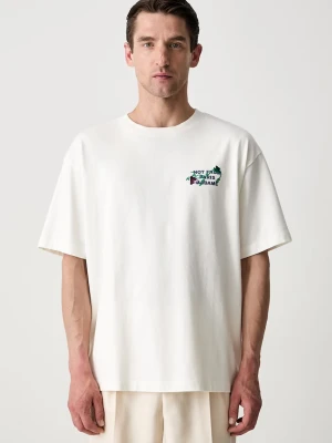 Drôle de Monsieur Vine Embroidered Slogan T-shirt bawełniany męski Drole de Monsieur