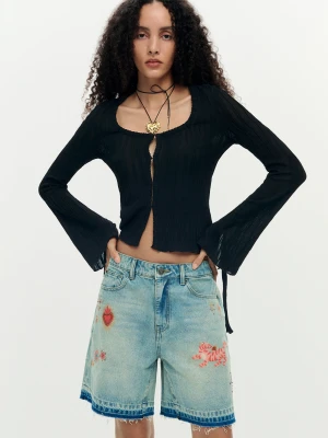 drukowane bermudy z denimu Desigual niebieski