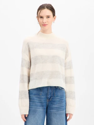 Drykorn Damski sweter z dzianiny z alpaką i wełną - Mathisa Kobiety Wełna biały|szary w paski,