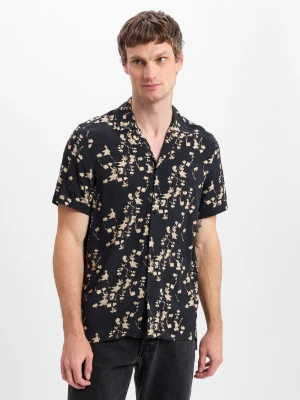 Drykorn Męska koszula casual - Bijan_2 Mężczyźni Regular Fit wiskoza czarny|beżowy wzorzysty,