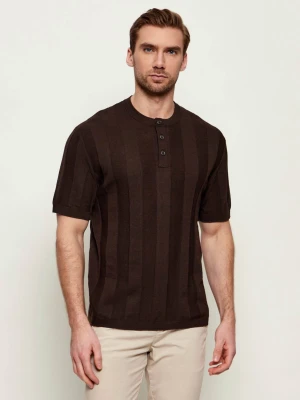 Drykorn Polo FREEKO | Regular Fit | z dodatkiem lnu brązowy