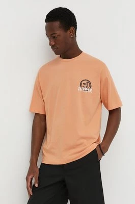 Drykorn t-shirt bawełniany ANAYO_GD męski kolor pomarańczowy z nadrukiem 52015549295