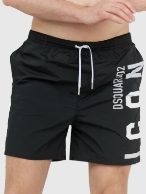DSQUARED2 Beachwear Czarne męskie szorty kąpielowe icon, Rozmiar 46