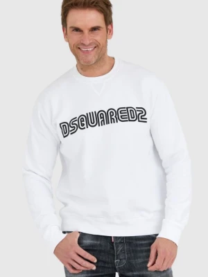 DSQUARED2 Biała bluza męska z logo outline, Rozmiar XL