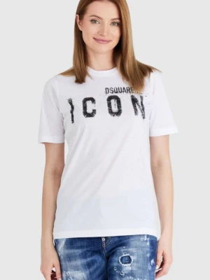DSQUARED2 Biały t-shirt damski icon spray, Rozmiar L