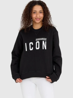 DSQUARED2 Czarna bluza damska z dużym logo icon, Rozmiar L