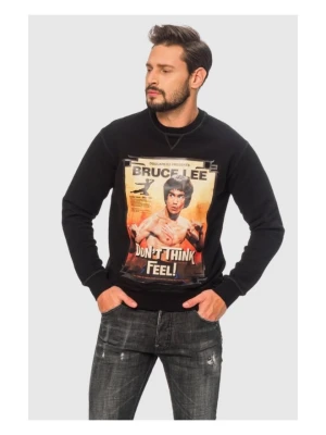 DSQUARED2 Czarna bluza męska z brucem lee, Rozmiar S