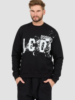 DSQUARED2 Czarna męska bluza Icon Splash Cool Fit Crewneck, Rozmiar XL