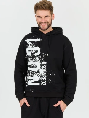DSQUARED2 Czarna męska bluza z kapturem Icon Splash Cool Fit Hoodie, Rozmiar XL