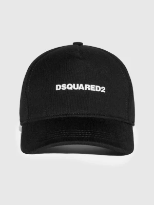 DSQUARED2 Czarna męska czapka z daszkiem z wprasowanym logo