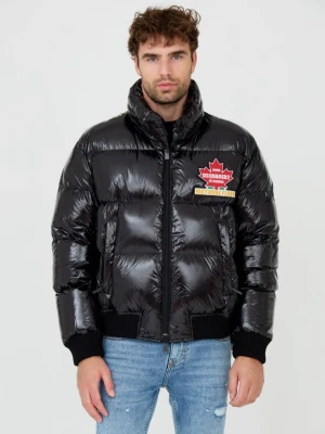 DSQUARED2 Czarna męska kurtka Glossy Puff Kaban, Rozmiar 52