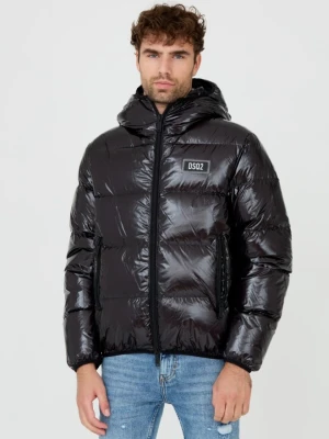 DSQUARED2 Czarna męska puchowa kurtka Puff Kaban, Rozmiar 56