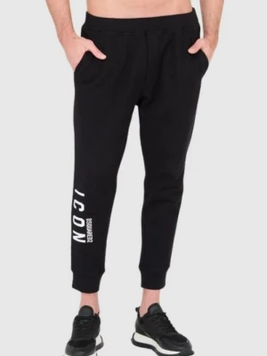 DSQUARED2 Czarne długie spodnie dresowe męskie z białym logo icon, Rozmiar 3XL