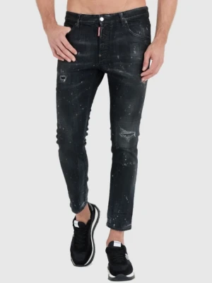 DSQUARED2 Czarne męskie jeansy black ring studs wash skater jeans, Rozmiar 52