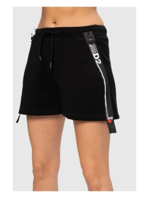 DSQUARED2 Czarne szorty damskie z zamkami, Rozmiar XS