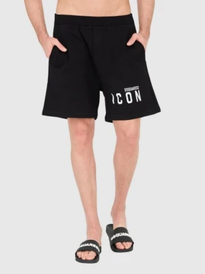 DSQUARED2 Czarne szorty męskie z logo icon, Rozmiar M