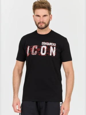 DSQUARED2 Czarny męski t-shirt Icon Scribble Cool Fit Tee, Rozmiar XXL