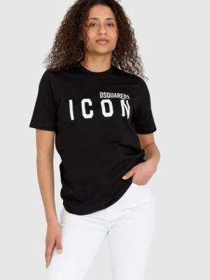 DSQUARED2 Czarny t-shirt damski z logo icon, Rozmiar S