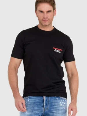 DSQUARED2 Czarny t-shit męski z kieszonką, Rozmiar S