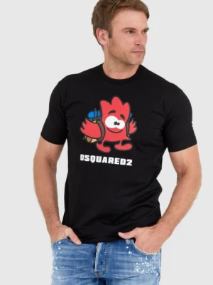 DSQUARED2 Czarny t-shity męski leaf buddy, Rozmiar M