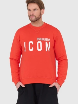 DSQUARED2 Czerwona bluza męska z dużym białym logo icon, Rozmiar S