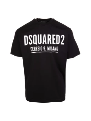 Dsquared2, Fajny T-shirt z Logo Czarny Krótki Rękaw Black, male,