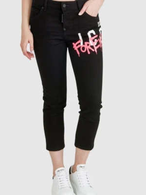 DSQUARED2 Icon forever cool girl cropped jeans czarne jeansy damskie, Rozmiar 38