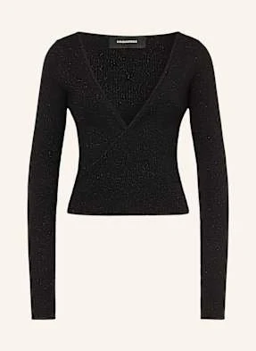 dsquared2 Kardigan Z Błyszczącą Przędzą schwarz