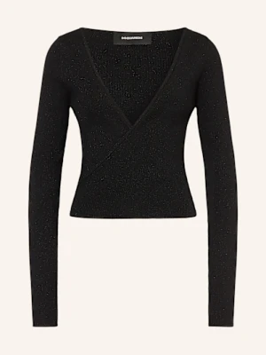 dsquared2 Kardigan Z Błyszczącą Przędzą schwarz