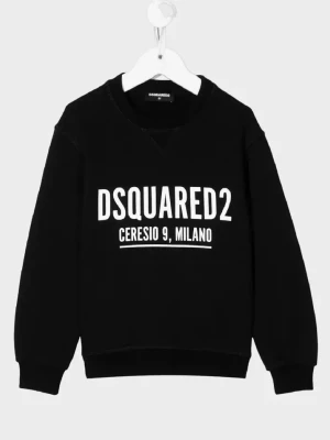 Dsquared2 Kids Bawełniana czarna bluza z logo 4-16 lat rozmiar