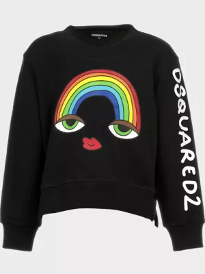 Dsquared2 Kids Czarna bluza z kolorowym nadrukiem 4-16 lat rozmiar