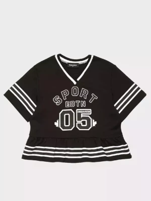 Dsquared2 Kids Czarna sukienka z napisami 10-16 lat rozmiar