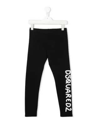 Dsquared2 Kids Czarne legginsy z nadrukiem i logo 4-16 lat rozmiar