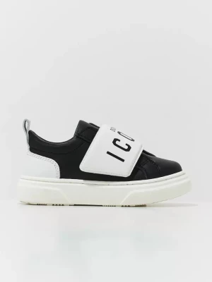 Dsquared2 Kids Skórzane czarne trampki z logo rozmiar