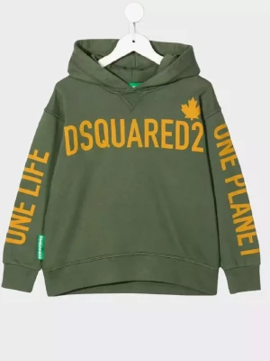 Dsquared2 Kids Zielona bluza z kapturem i logo 8-12 lat rozmiar