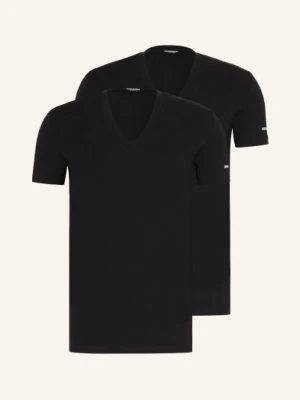 dsquared2 Zestaw 2 Koszulek Z Dekoltem W Serek schwarz