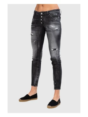 DSQUARED2 Medium waist skinny jeans czarne jeansy damskie, Rozmiar 38
