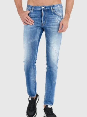 DSQUARED2 Niebieskie męskie jeansy medium bleached spots wash cool guy, Rozmiar 46