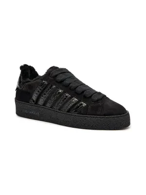 Dsquared2 Skórzane sneakersy shearling | z dodatkiem wełny