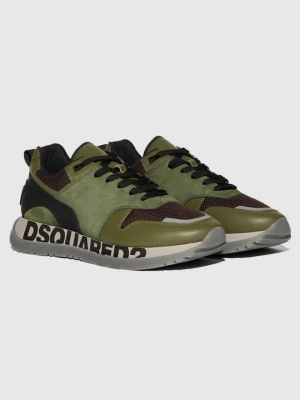 DSQUARED2 Zielone sneakersy z logo na podeszwie