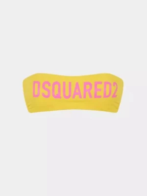 Dsquared2 Żółty top od bikini z logo rozmiar