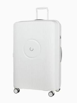Duża biała walizka z polipropylenu z zamkiem szyfrowym TSA Puccini