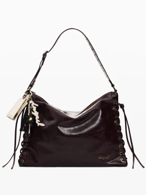 Duża błyszcząca pleciona torba Desigual