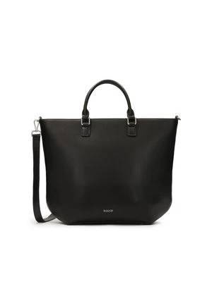 Duża czarna torebka ze srebrnym okuciem Kazar