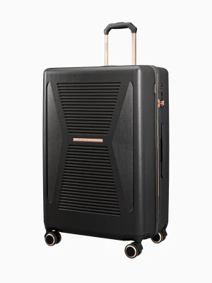 Duża czarna walizka z elementami rose gold Puccini