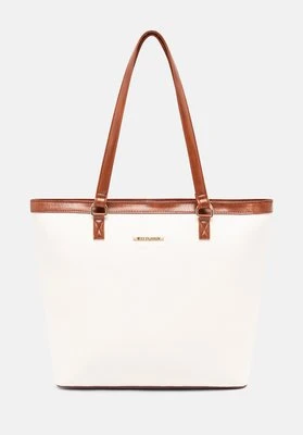 Duża damska shopperka z ekoskóry biało - brązowa Wittchen